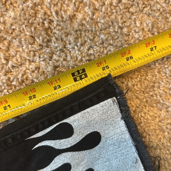 NWT Subdued Black Crop Flare Button Fly Raw Hem Front and Pocket White F… - Picture 8 of 10